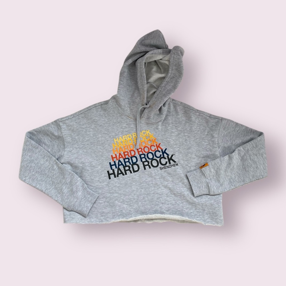 Hard Rock Cafe Shenzhen Grey Cropped Hoodie